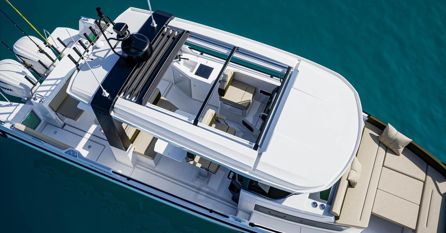 Rendering of Jeanneau EX 34 Hard Top boat retractable roof 