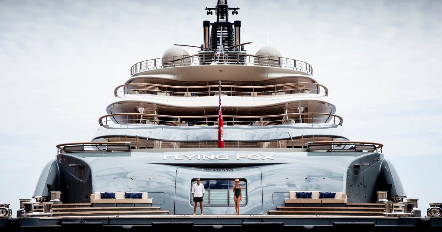 Close up of Superyacht Flying Fox aft decks