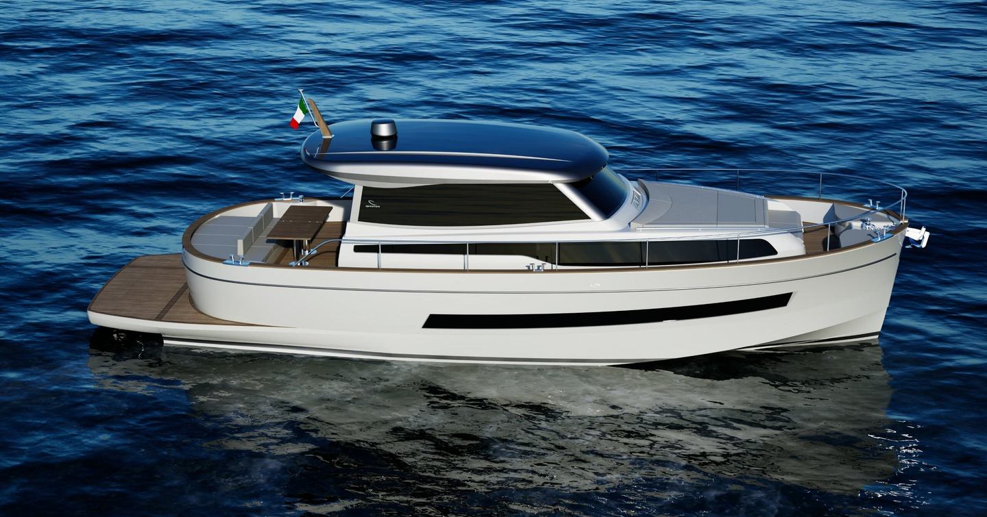 Apreamare Gozzo 48 Cabin boat at anchor