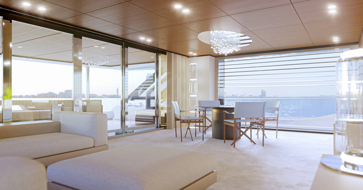 WiderCat 92 interior overview with large windows