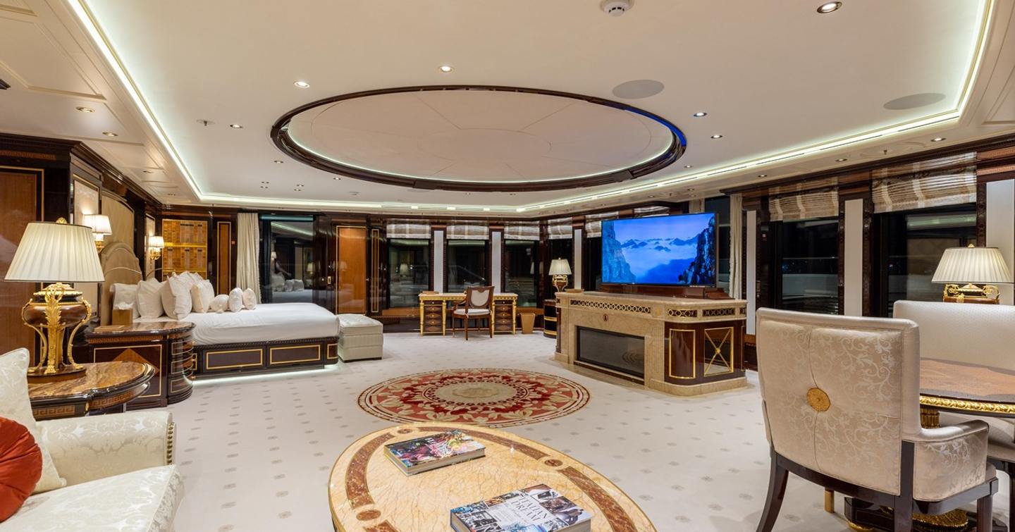 Spacious master stateroom onboard superyacht Amadea