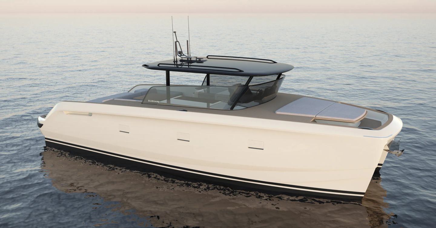 Rendering of Bluegame BGF45 Catamaran at anchor