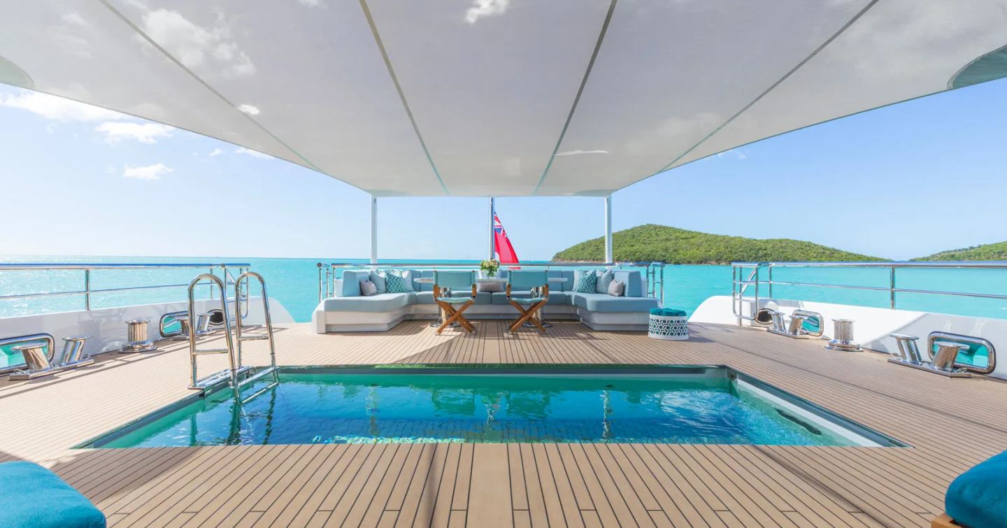 Motor yacht Moon Sand's aft swimming pool