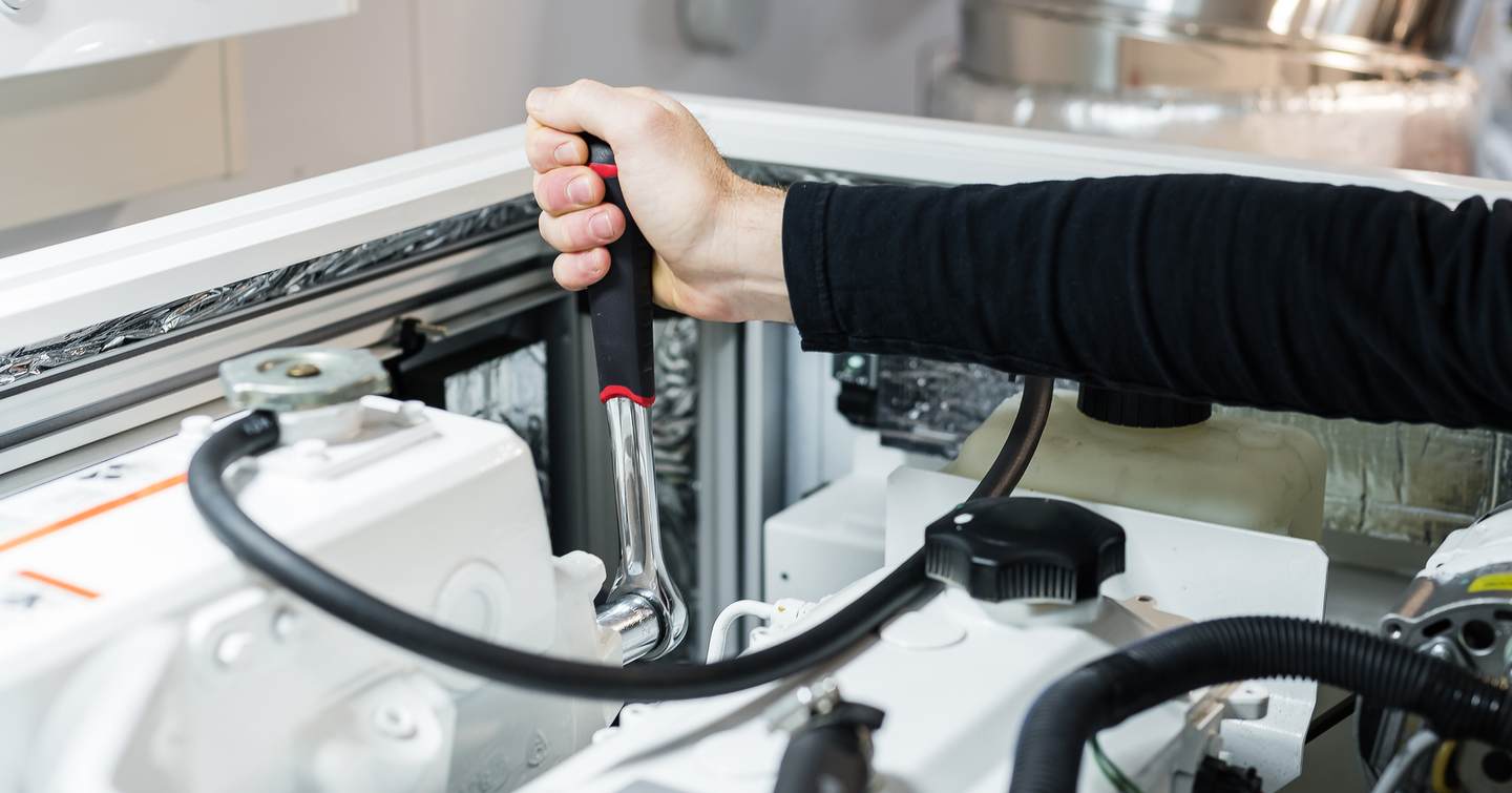 Yacht internal system being repaired 
