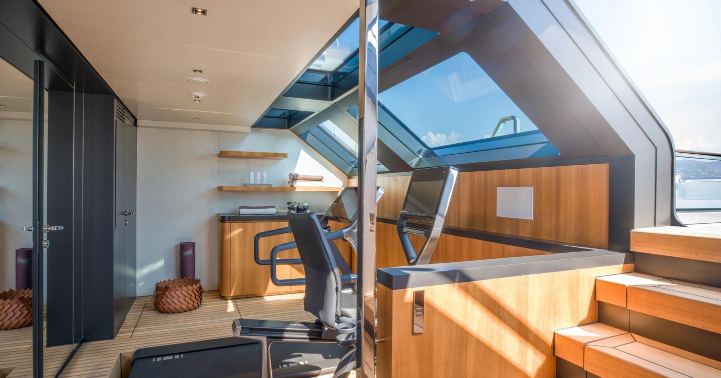 Riva superyacht Sairu beach club glass enclosed gym 