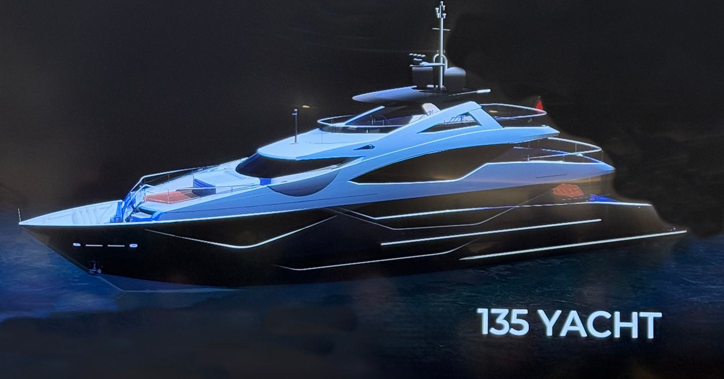 Rendering of new Sunseeker 135 Yacht model