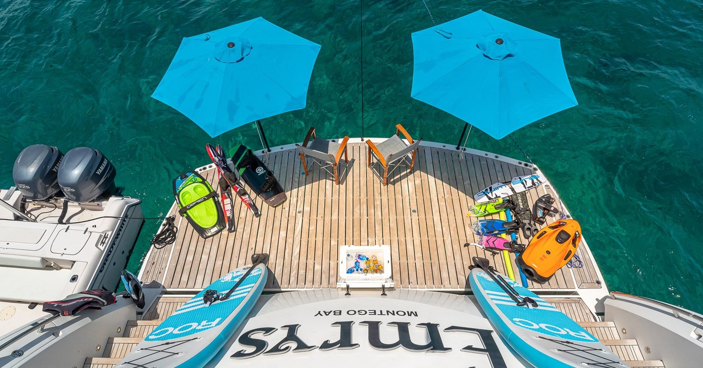 Aerial view of Superyacht Emrys beach club 