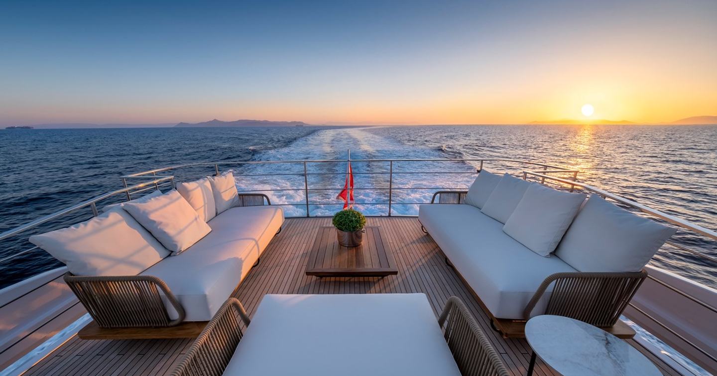 Motor Yacht Spica aft seating area