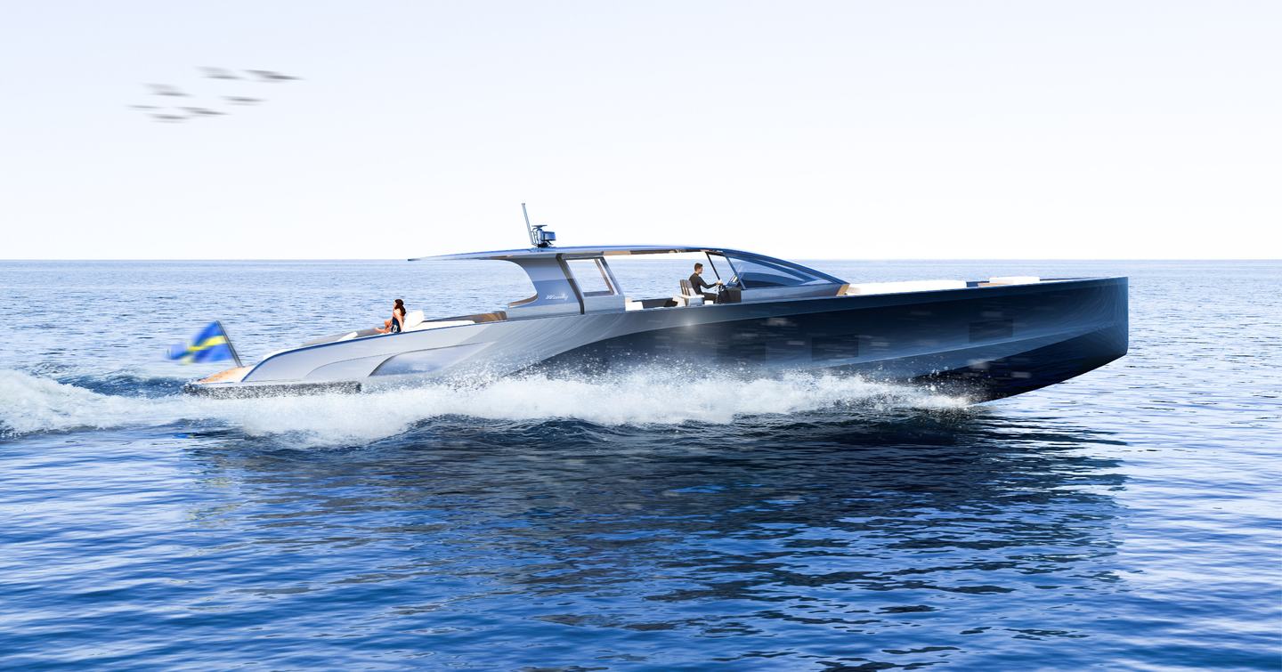 Rendering of Windy SR77 boat under way 