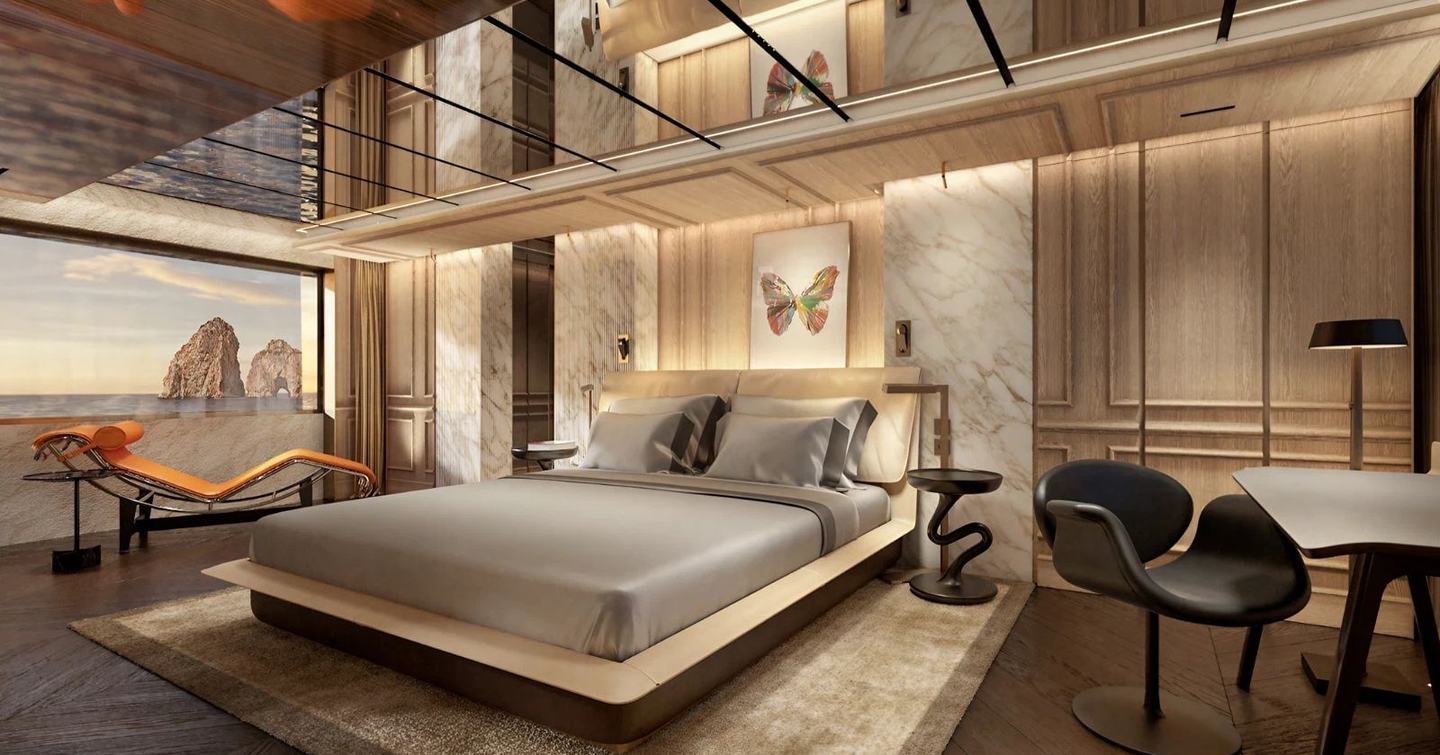  Admiral superyacht RAJA² master cabin with large window 