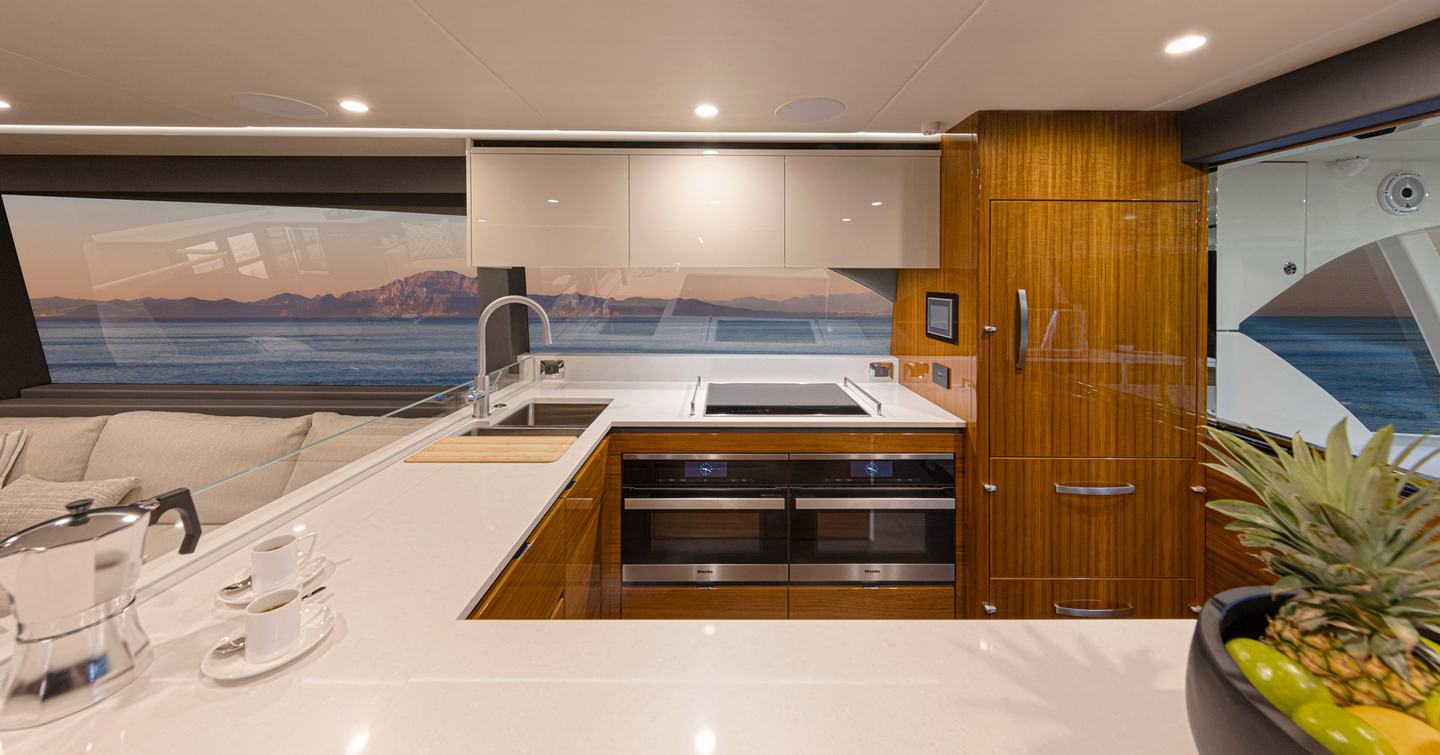 Riviera-78-Motor-Yacht-Enclosed-Bridge-Deck-Review-galley