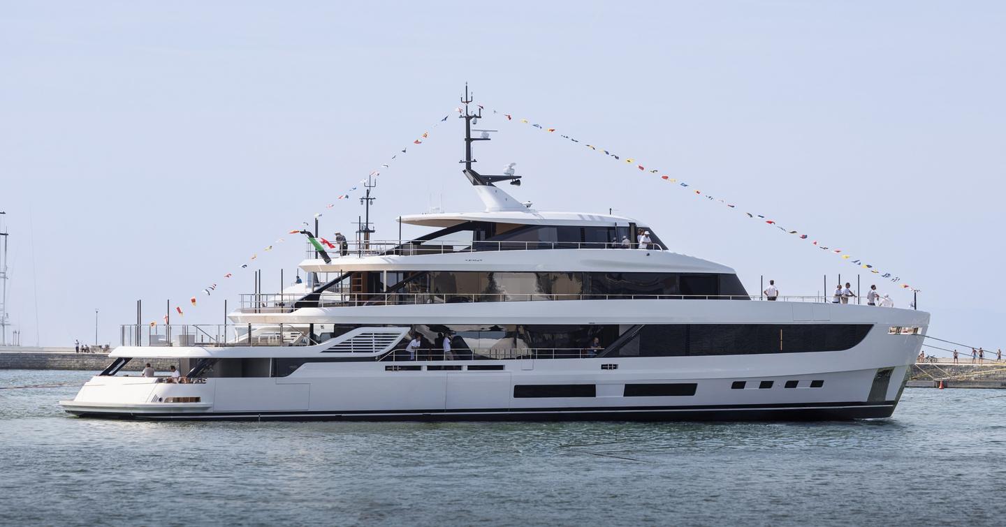 Azimut Grande 44M motor yacht at anchor side view 