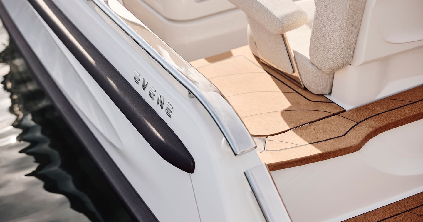 Close up of Evene emblem on tender