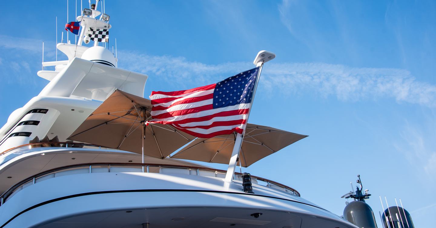 Superyacht flying US flag