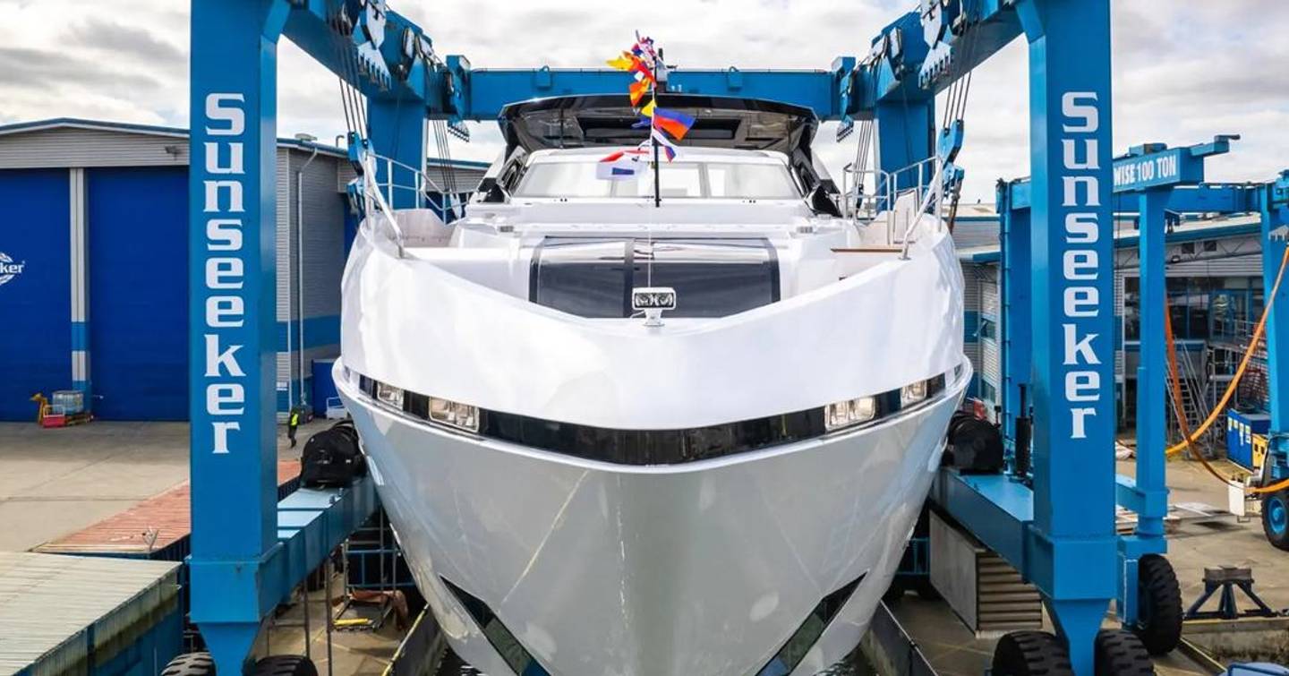 Sunseeker 100 motor yacht at launch ceremony