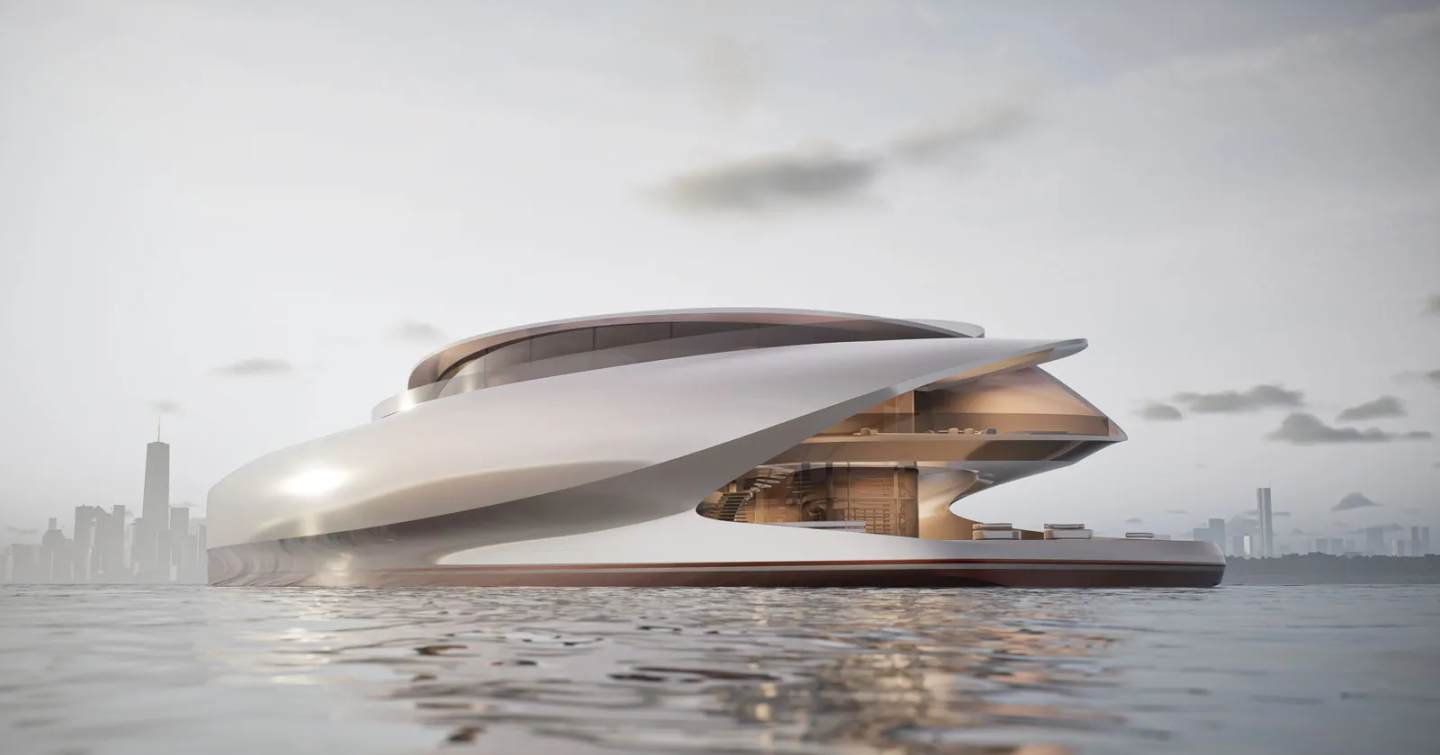 Artists impression of Superyacht Lily's split level design