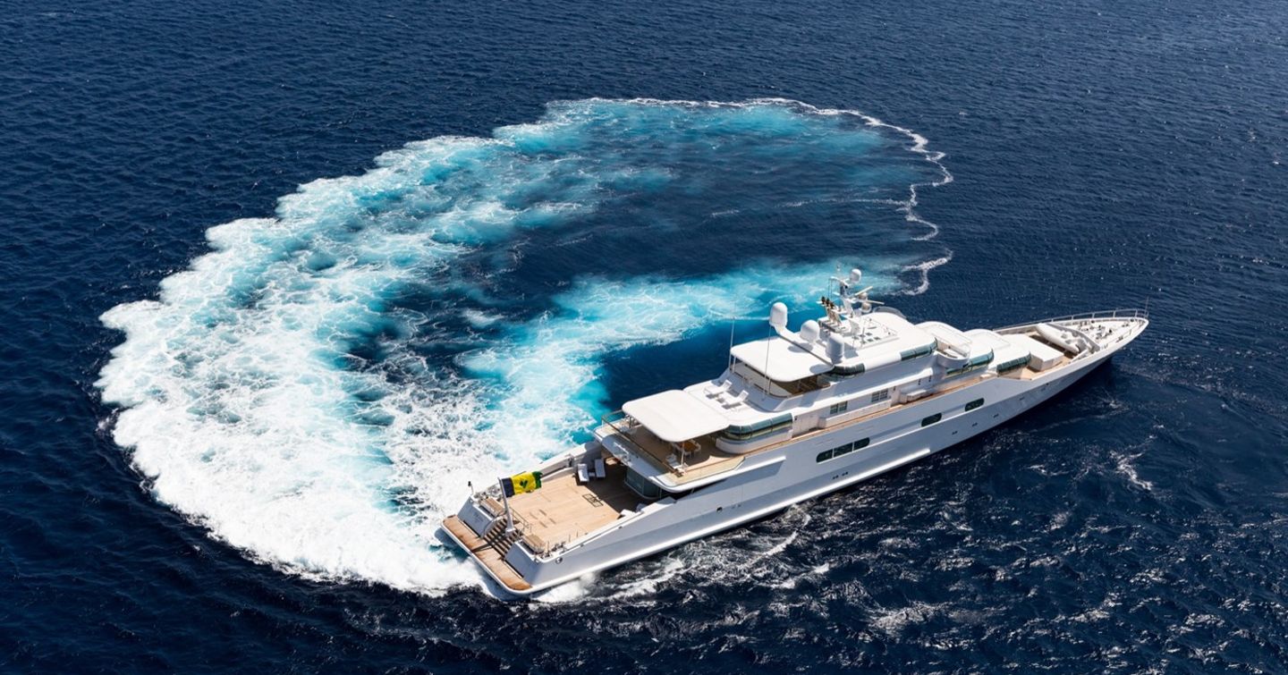 Aerial view of Blohm+Voss Superyacht Zeus under way