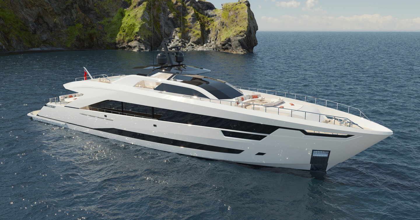 Rendering of Ximena superyacht under way 