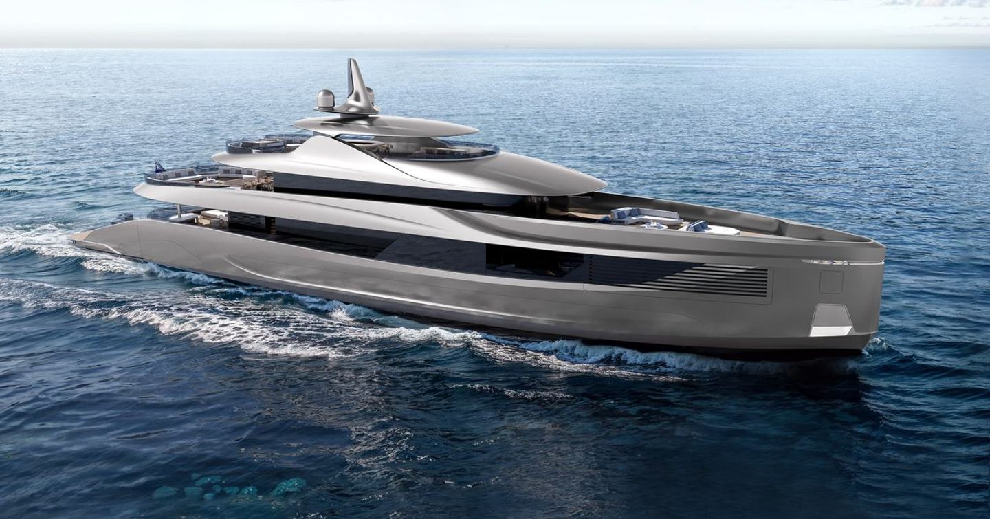 Rendering of RMK Marine LIVIA 50 superyacht under way 