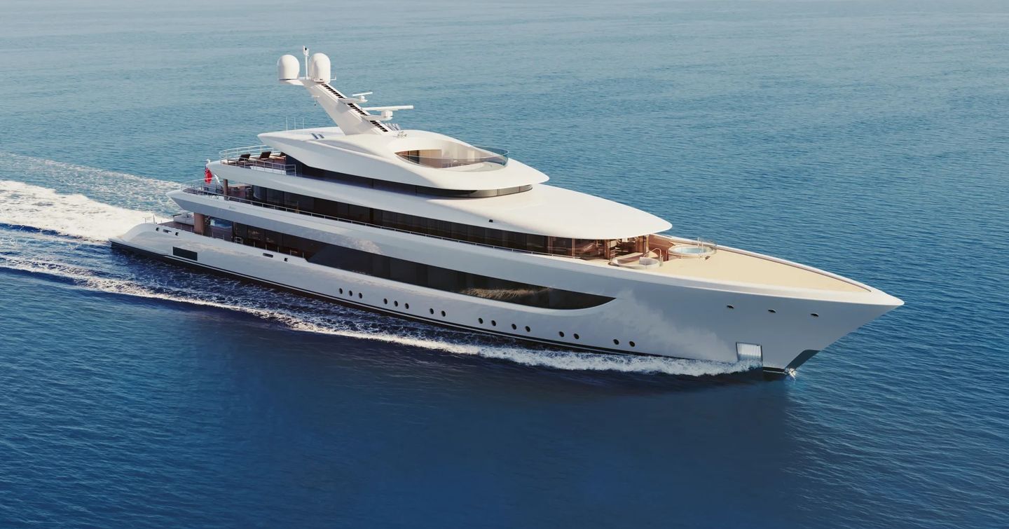 Rendering of superyacht Project 827 under way