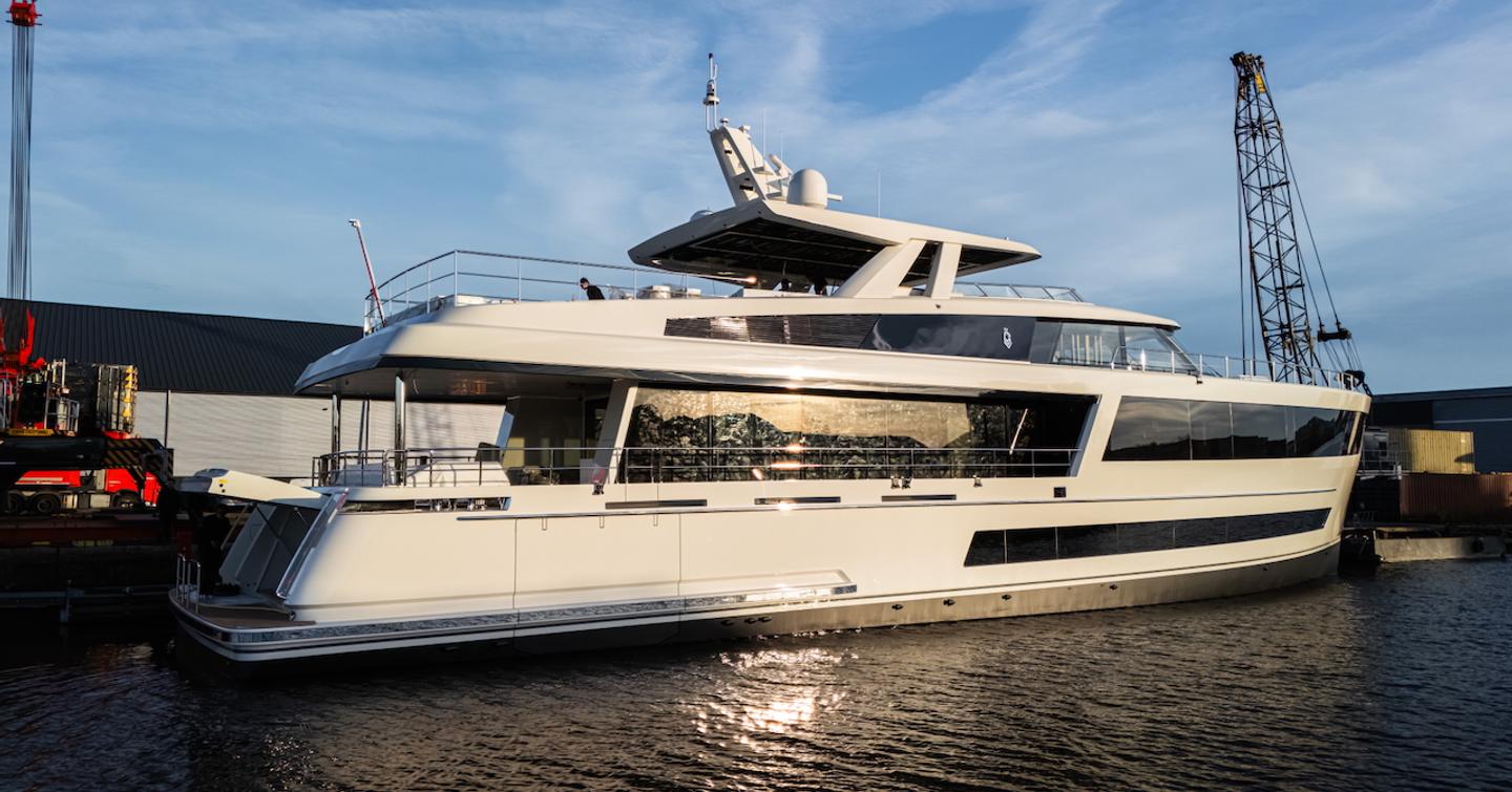 Superyacht Jangada on water at launch