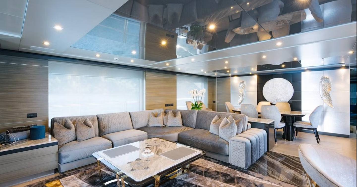 Superyacht Charisma interior L-Shaped sofa 