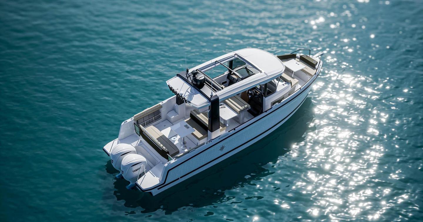 Rendering of Jeanneau EX 34 Hard Top bot at anchor 