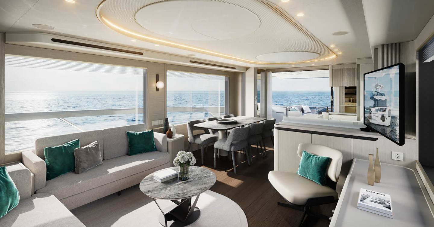 Absolute Navetta 66 motor yacht saloon lounge area 