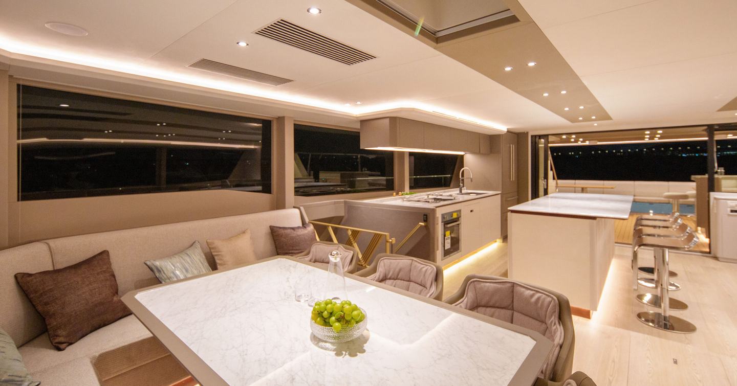 GranOcean W-72 Open Catamaran dining area