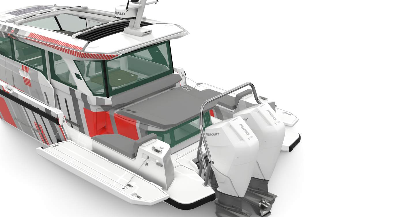 Stern rendering of Axopar 38 XC Cross Cabin