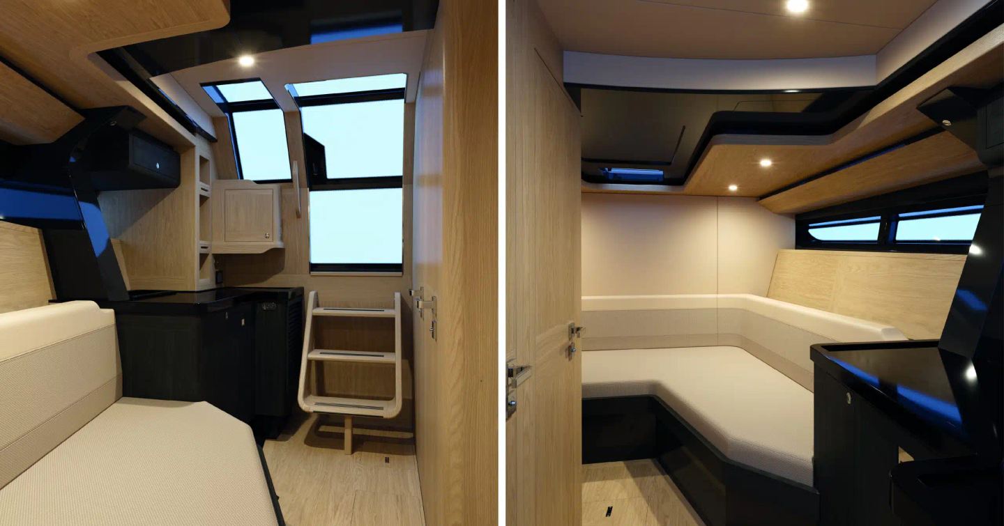 Rendering of Windy Boats SR53 Tender single cabin layout 
