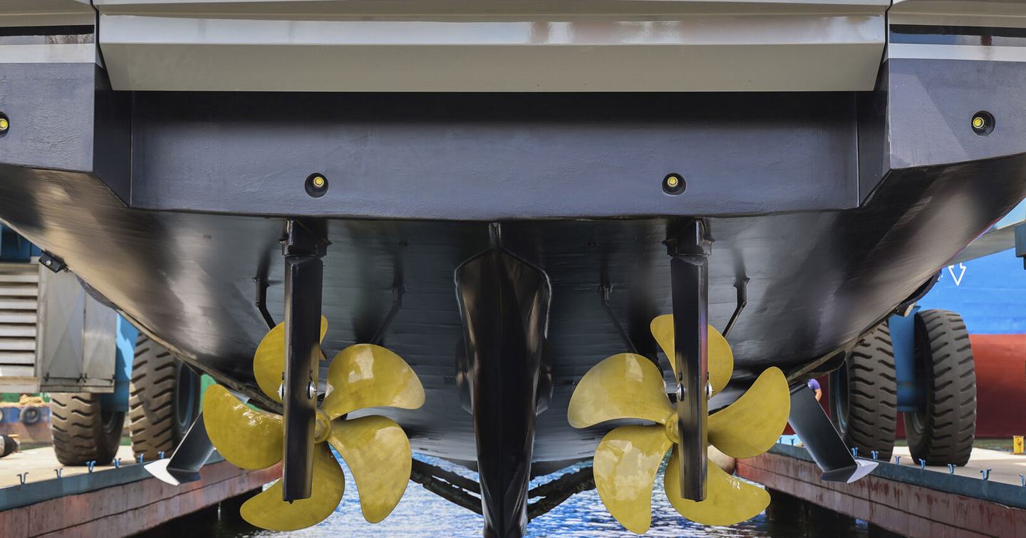 Close up of Explorer Yacht Cabana's propulsion system 