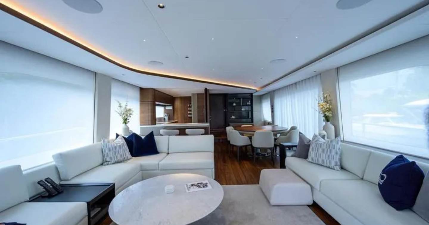 Interior seating of Motor Yacht Escape 