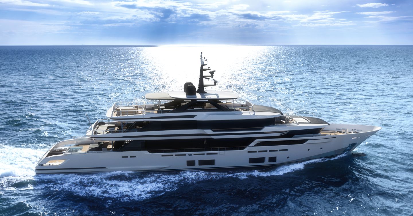 Custom Line 50 superyacht under way 