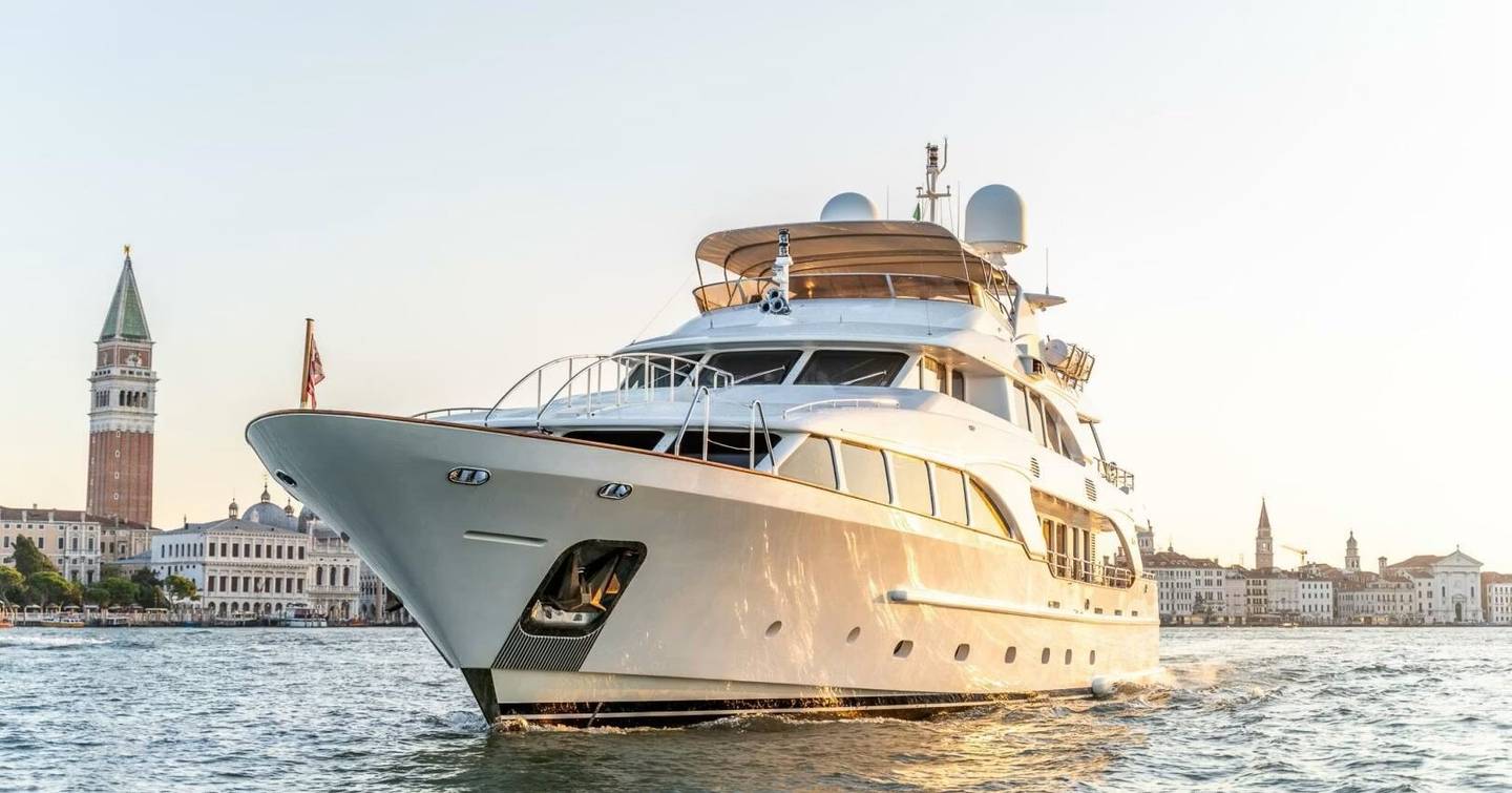 Benetti motor yacht Bunty underway bow view 