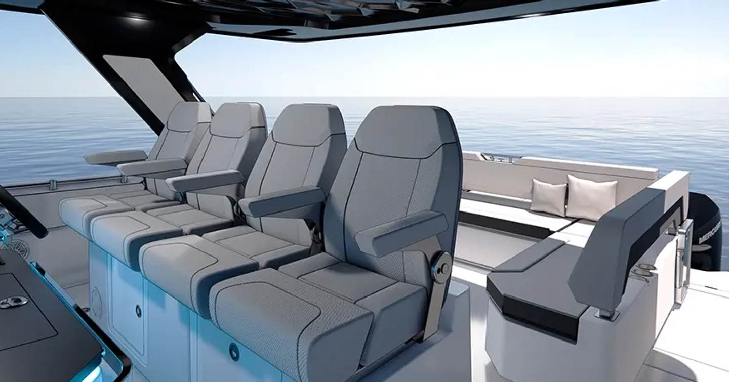 Rendering of Aquila 35 Sport Power Catamaran helm station 