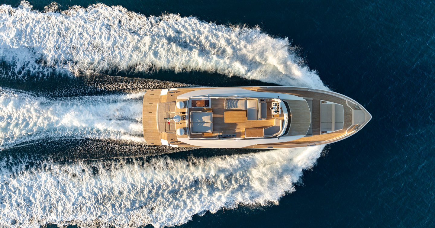 Aerial view of Pardo Yachts E72 under way 