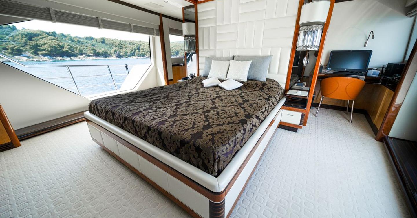 Benetti motor yacht Afina master cabin with large window 