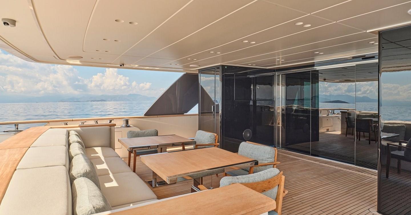 Motor yacht K2 aft deck seating area
