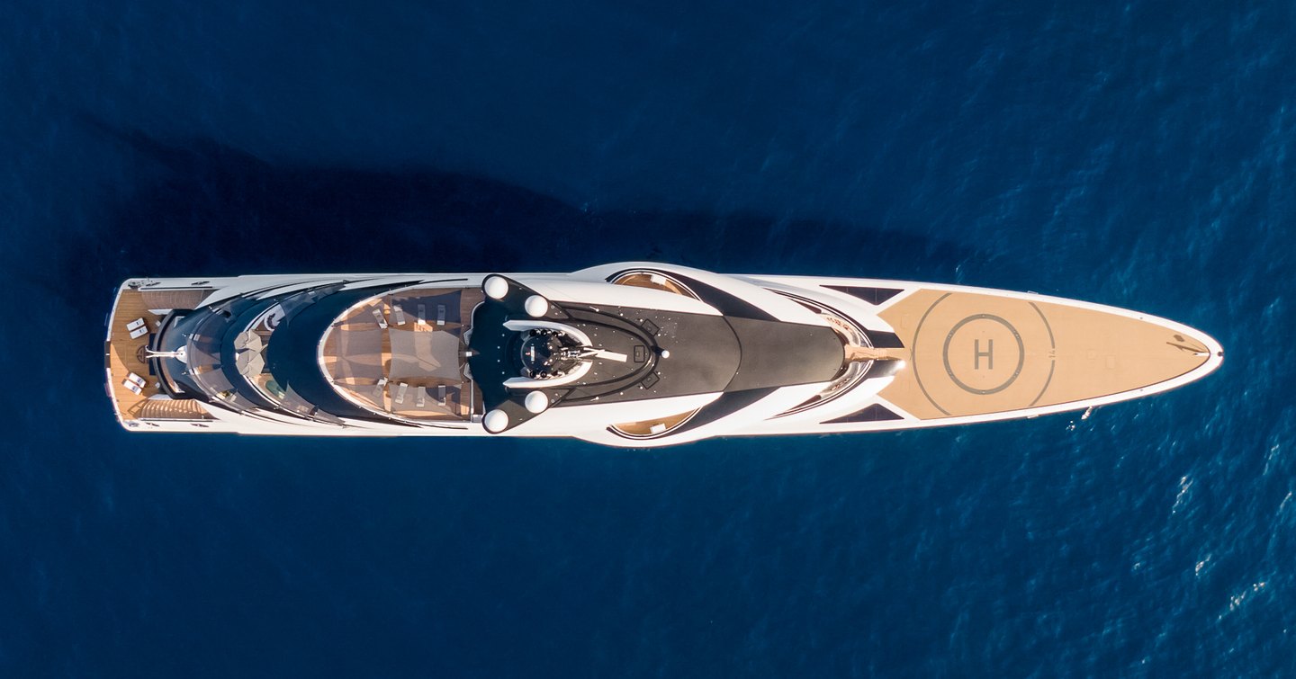 AERIAL SHOT OVER YACHT RENNAISANCE