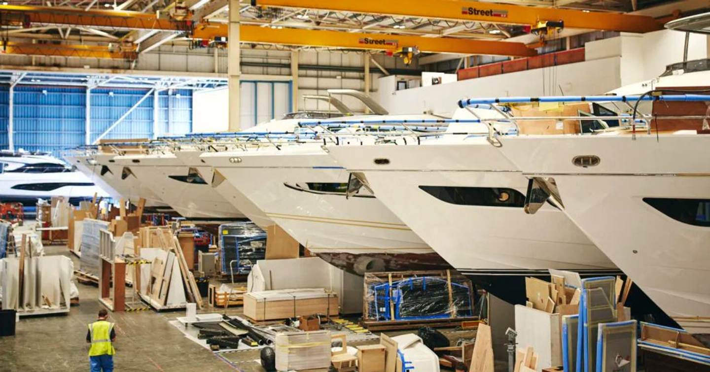 Princess yachts in shipyard under construction