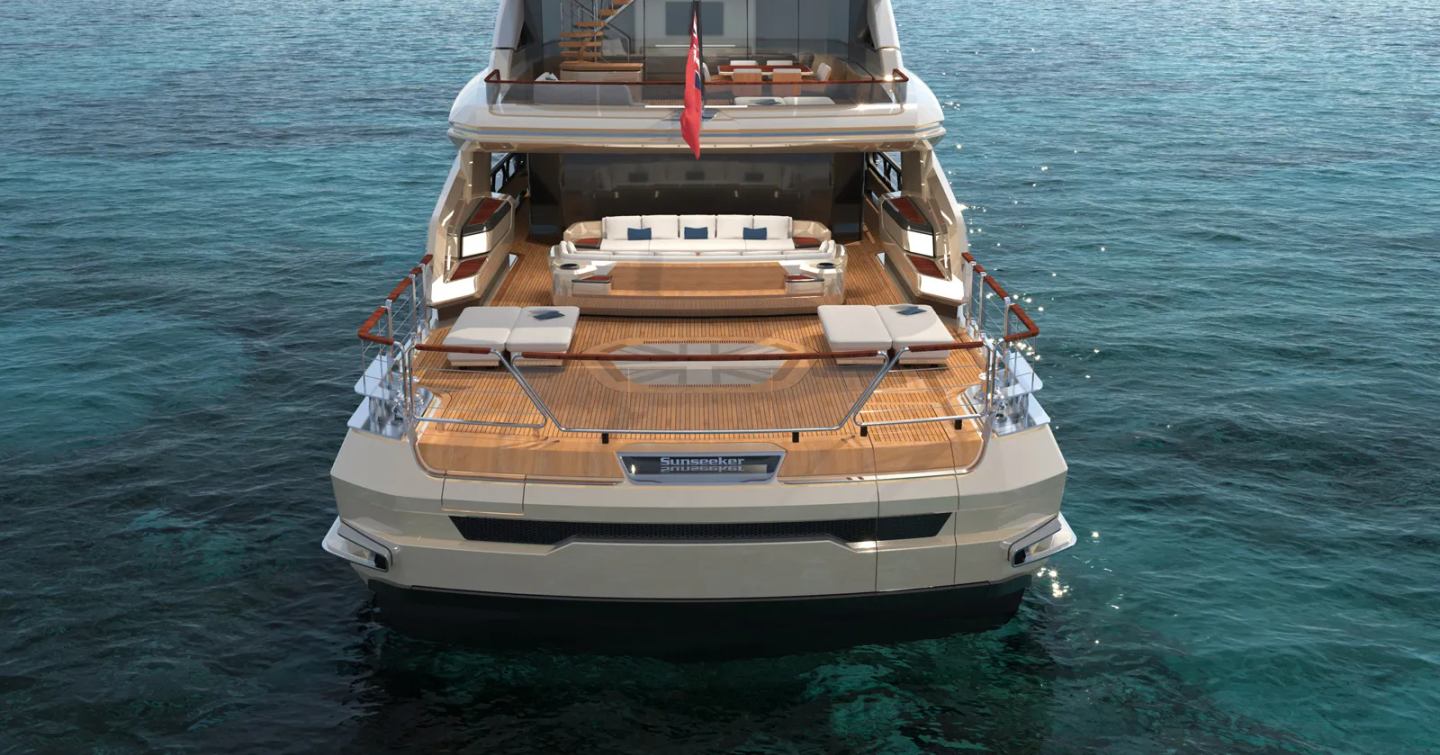 Aft deck beach club on board the 40M Sunseeker Superyacht