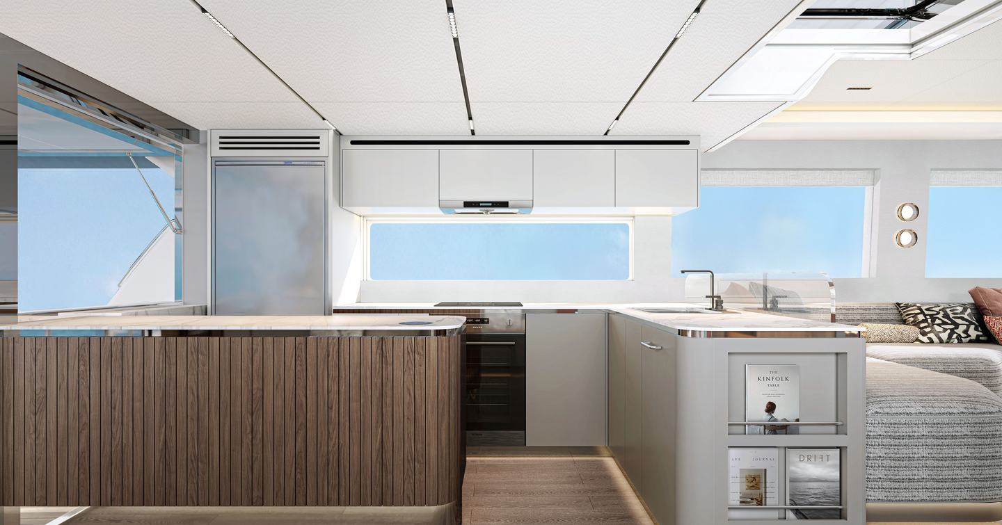 Rendering of CL Yachts CLB65 SUV boat galley