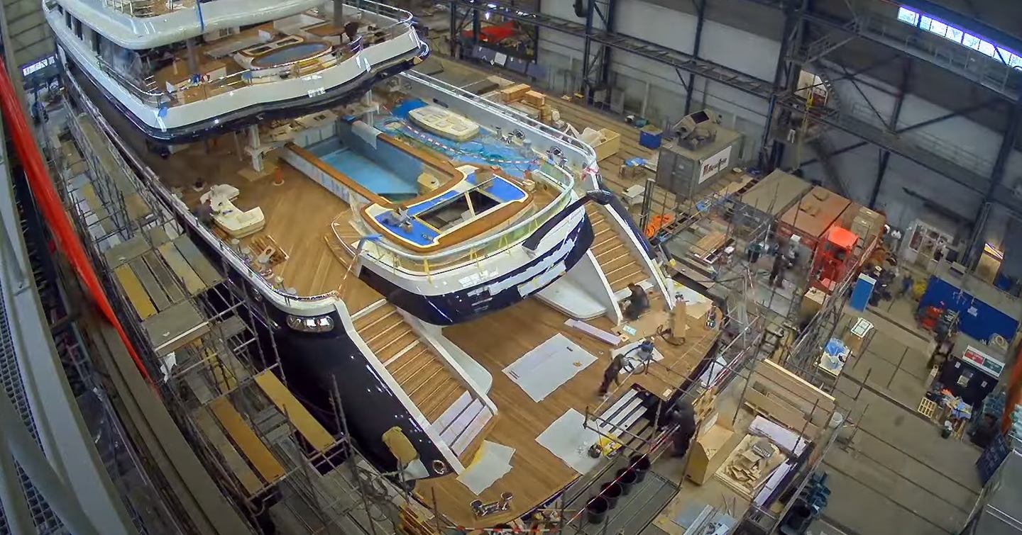 Superyacht Moonstone during refit at Damen Yachting refit center 
