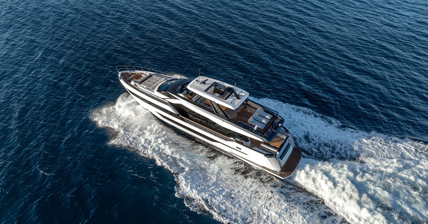 Aerial view of Motor Yacht Together under way 