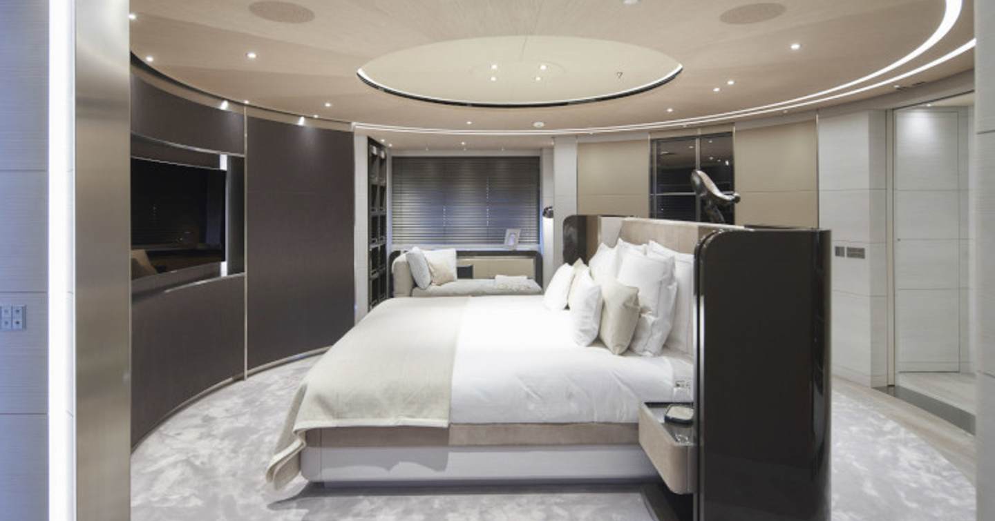   Baglietto superyacht Severin's master cabin with tv 
