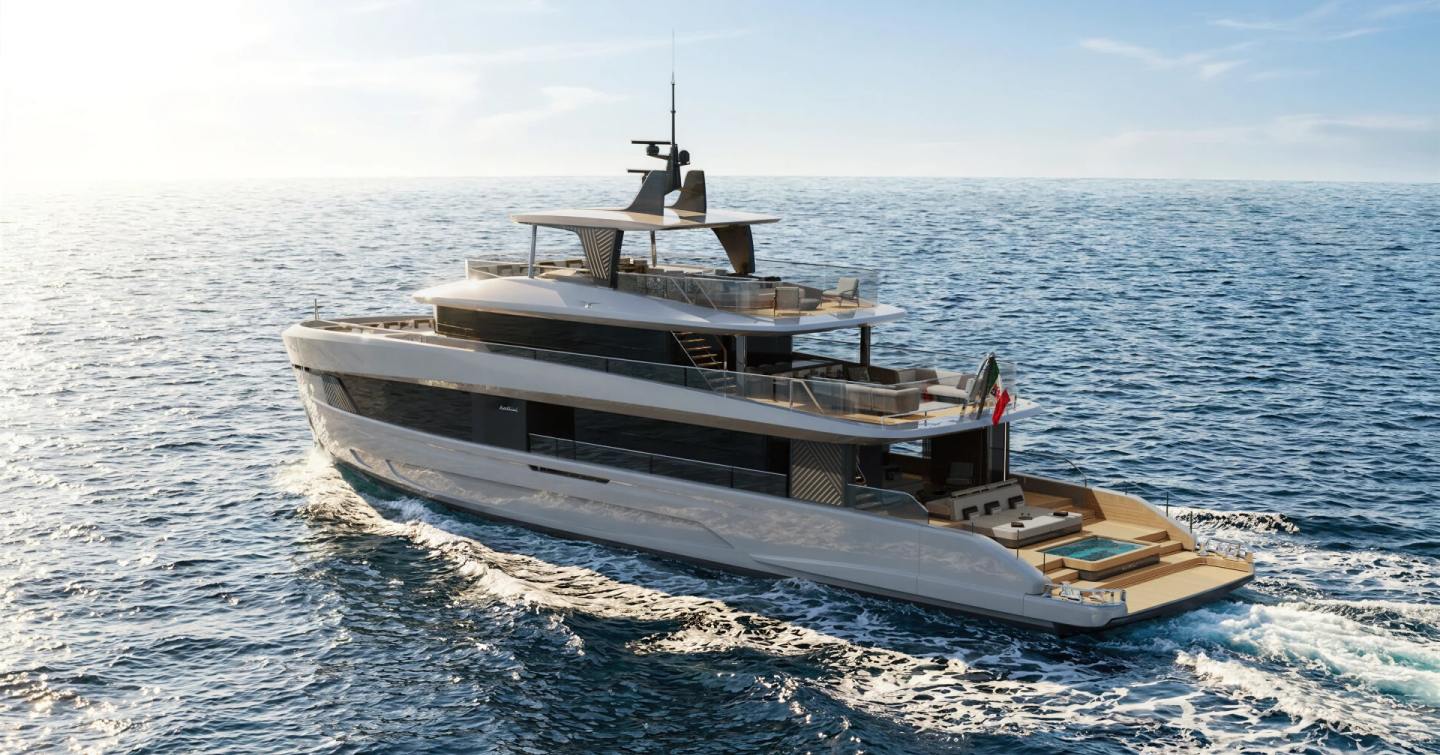 Rendering of Bellini Yacht Eternal 36 motor yacht under way 