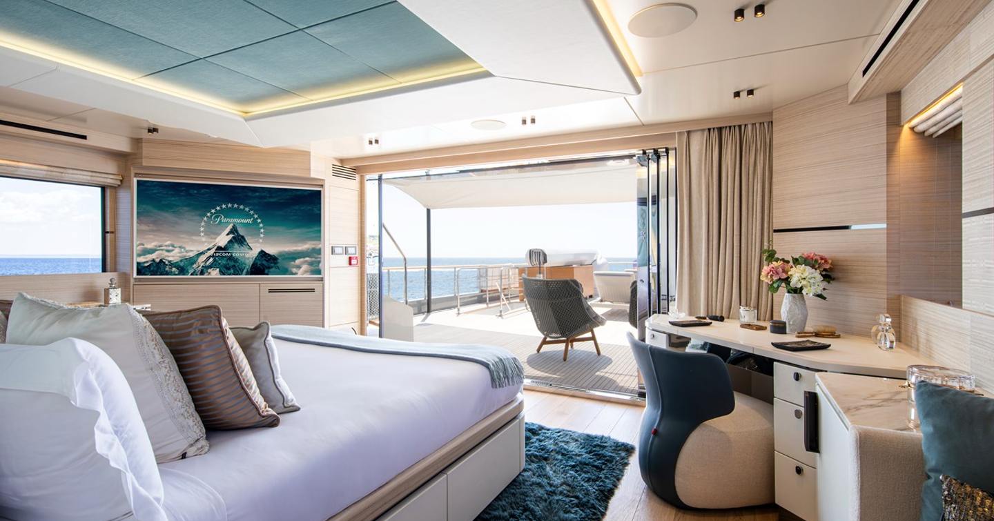 Superyacht Oscar's master cabin with private terrace