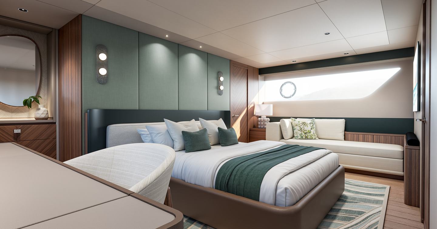 Rendering of Sunseeker 74 Ocean motor yacht  master cabin
