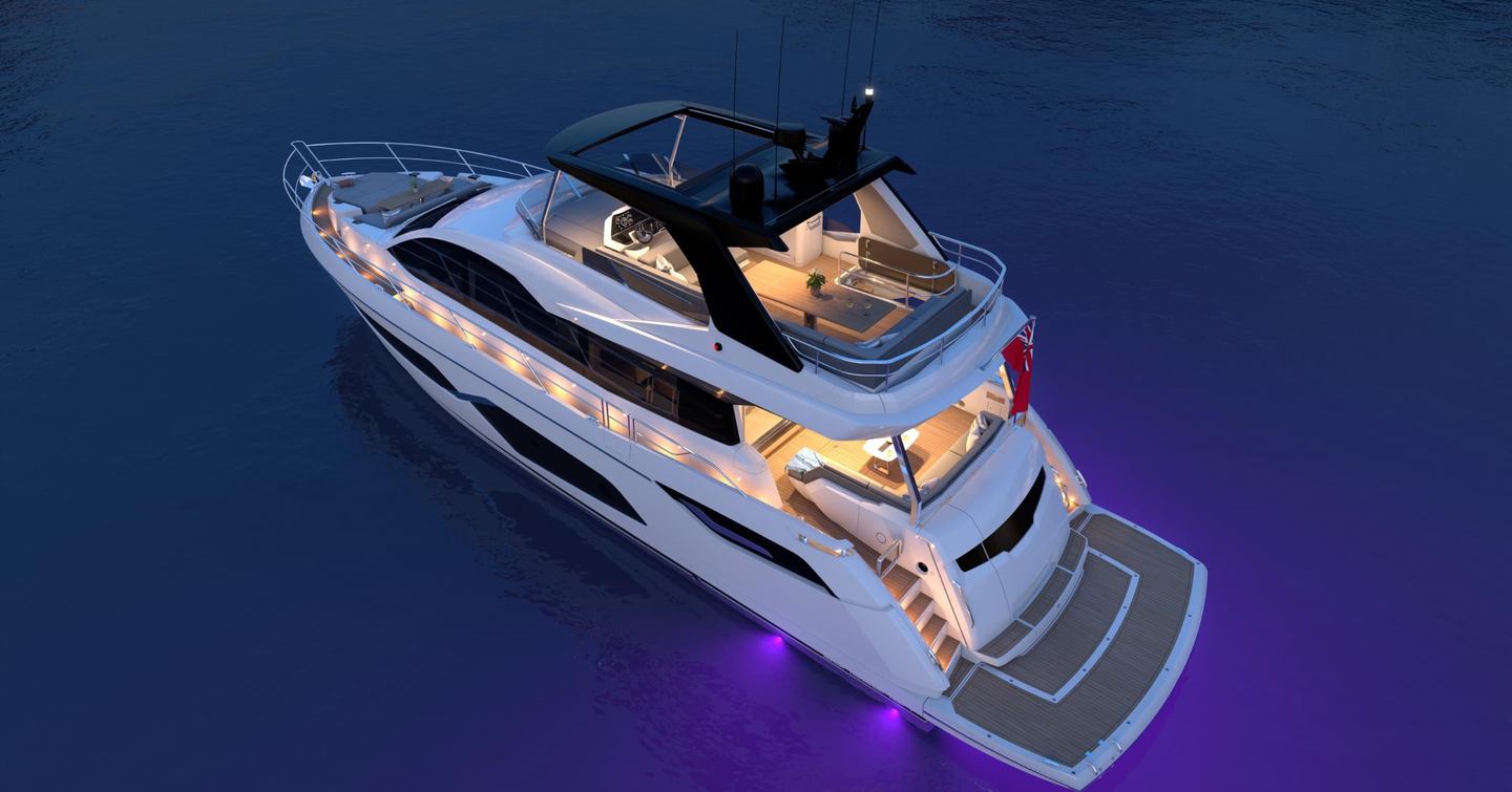 Rendering of the Sunseeker Manhattan 68 on water